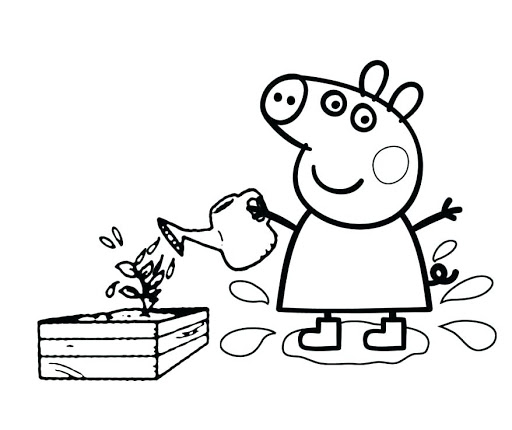 Online coloring book: Peppa takes care of the plants coloring page